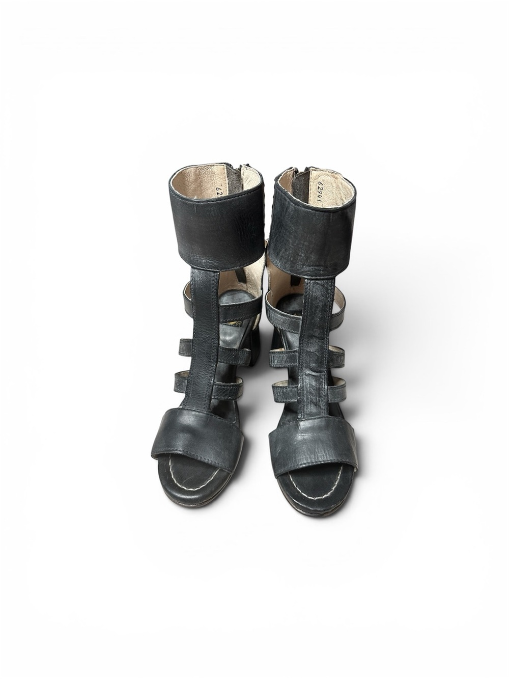 Freebird by Steven Black Raven Leather Gladiator Sandals 9 - Picture 3 of 9